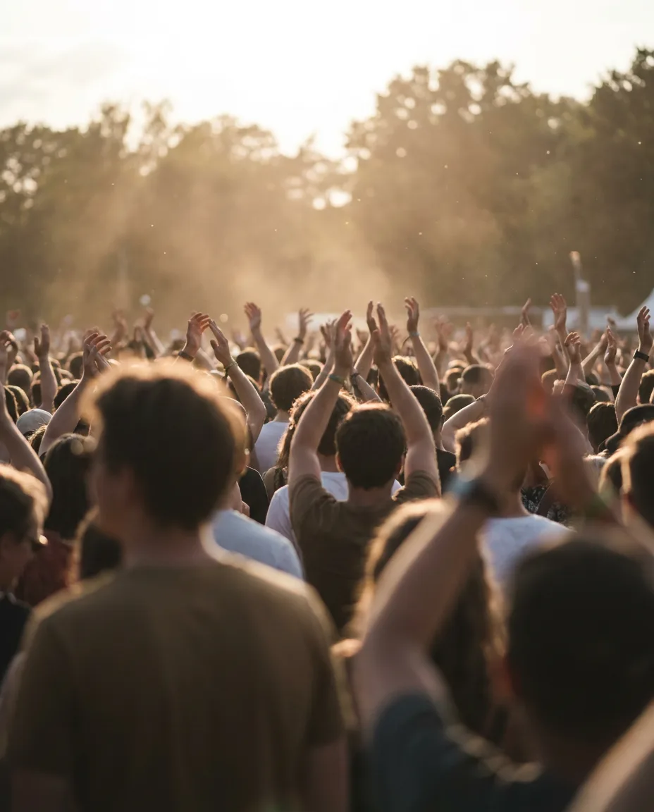 Example account photo: a concert crowd seen from behind at sunset