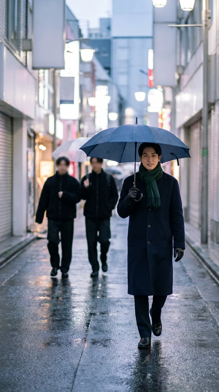 ストーリーの例:雨の夜の渋谷の路地