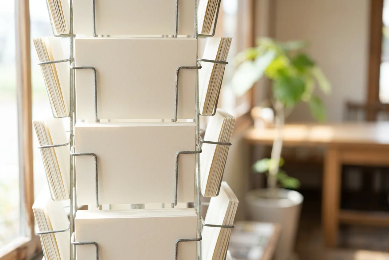 Postcards in a wire rack